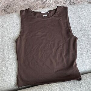 Aritzia Brown Contour High Neck Waist-Length Top